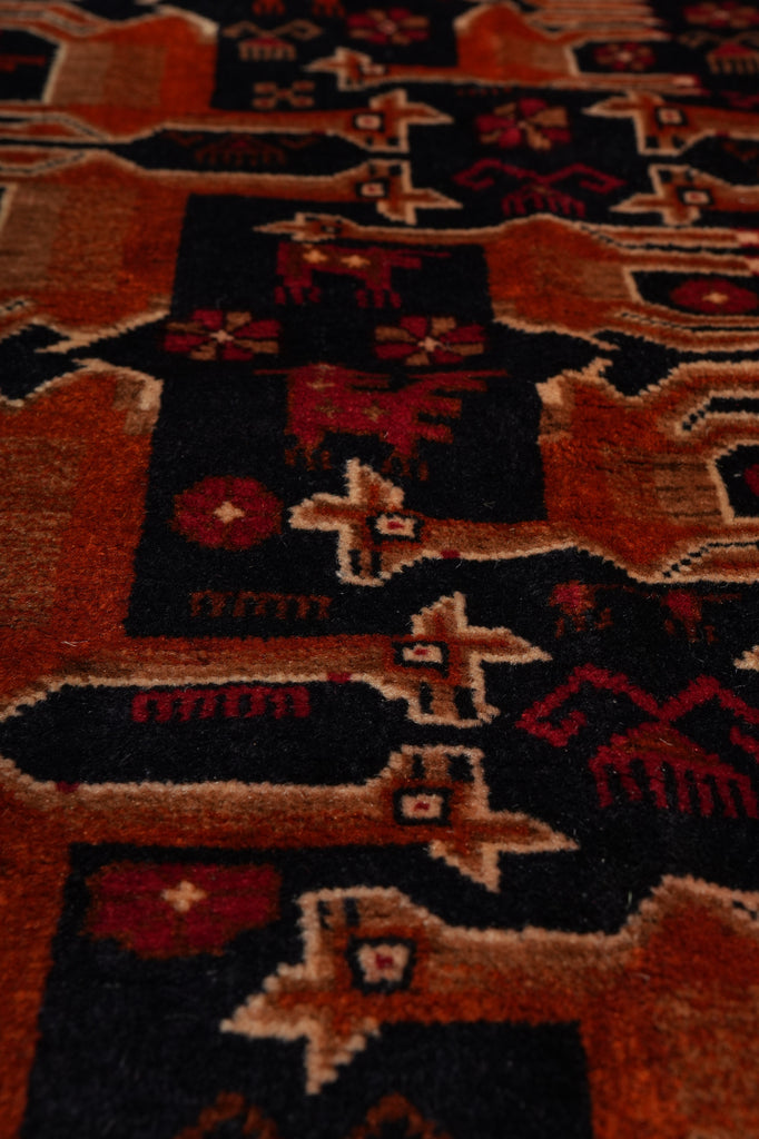 3 x 5.5 Tribal Afghan Rug Animal Motif #F-3226