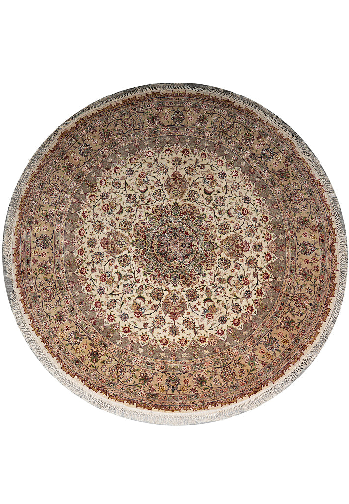 8.0 x 8.0 Fine Handmade Wool and Silk Round Rug #F-4052