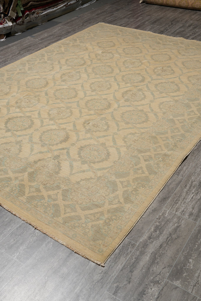 7 x 10.1 Transitional Handmade Chobi Peshawar Rug Natural Wool #B-77533
