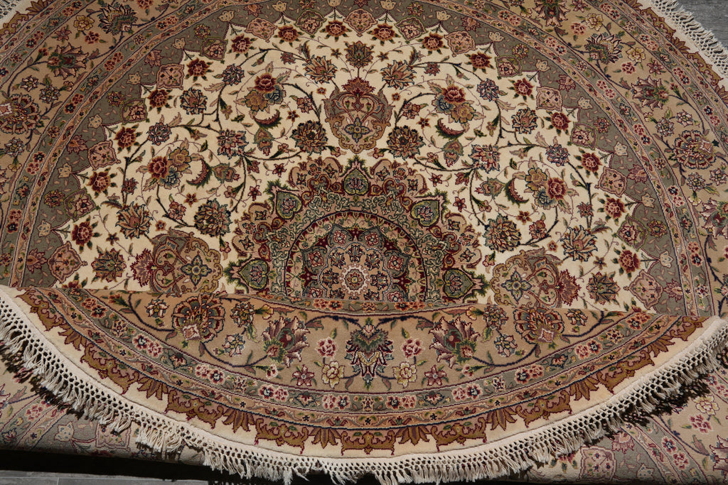 8.0 x 8.0 Fine Handmade Wool and Silk Round Rug #F-4052