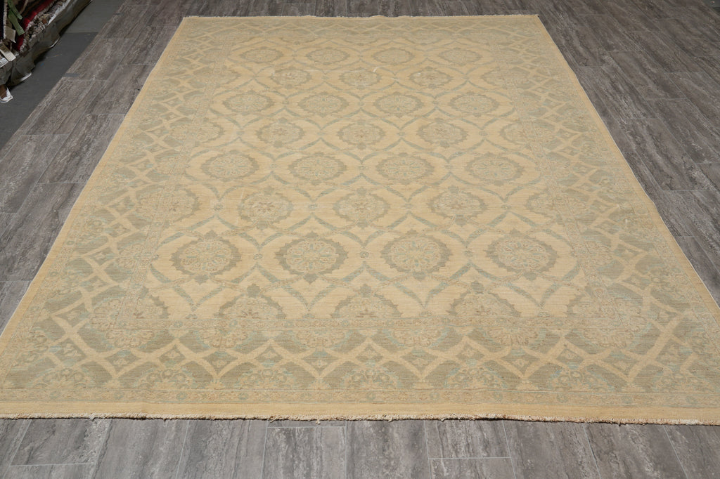 7 x 10.1 Transitional Handmade Chobi Peshawar Rug Natural Wool #B-77533