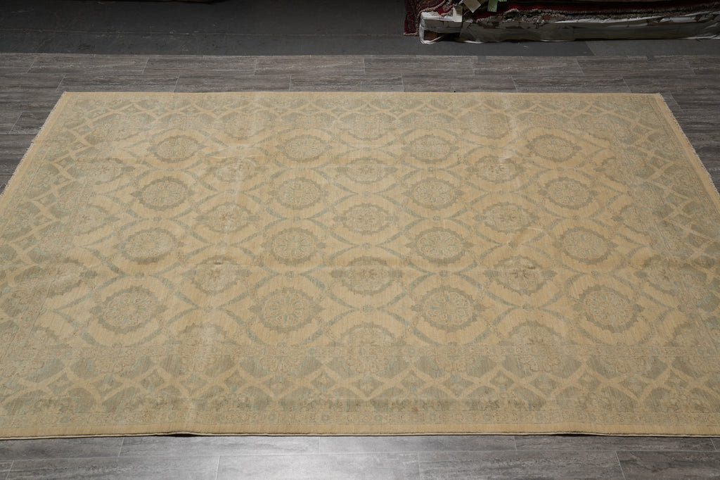 7 x 10.1 Transitional Handmade Chobi Peshawar Rug Natural Wool #B-77533