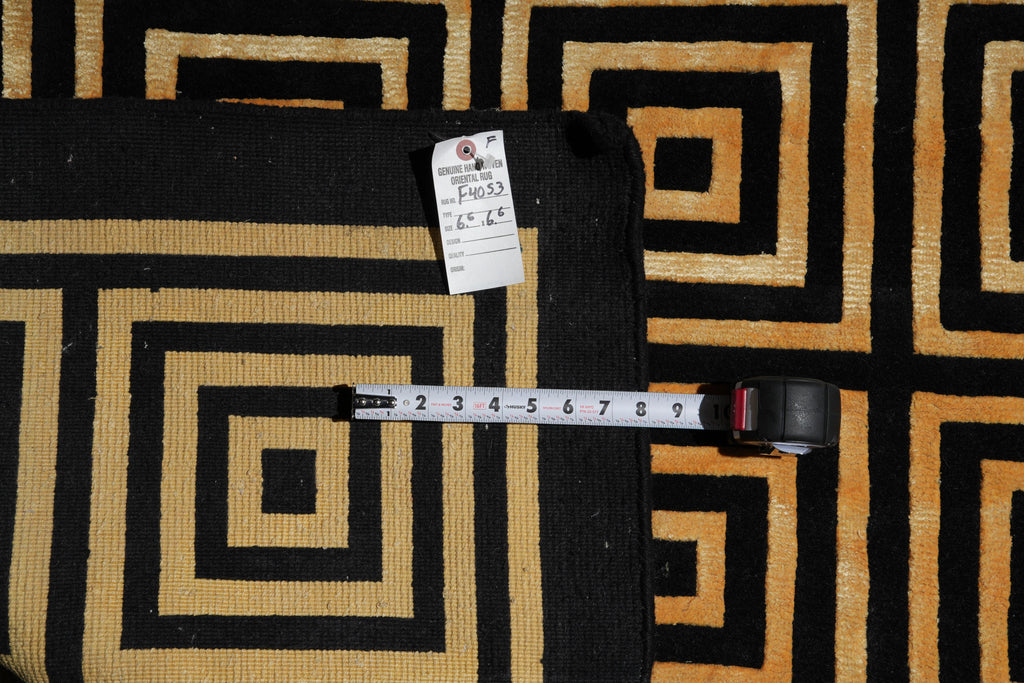 6.6 x 6.6 Square Handmade Wool Modern Rug #F-4053