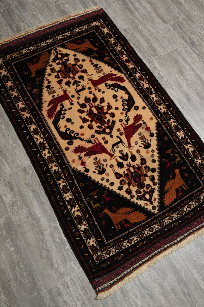 3 x 5 Tribal Peacock Rug Afghanistan Wool #F-3223