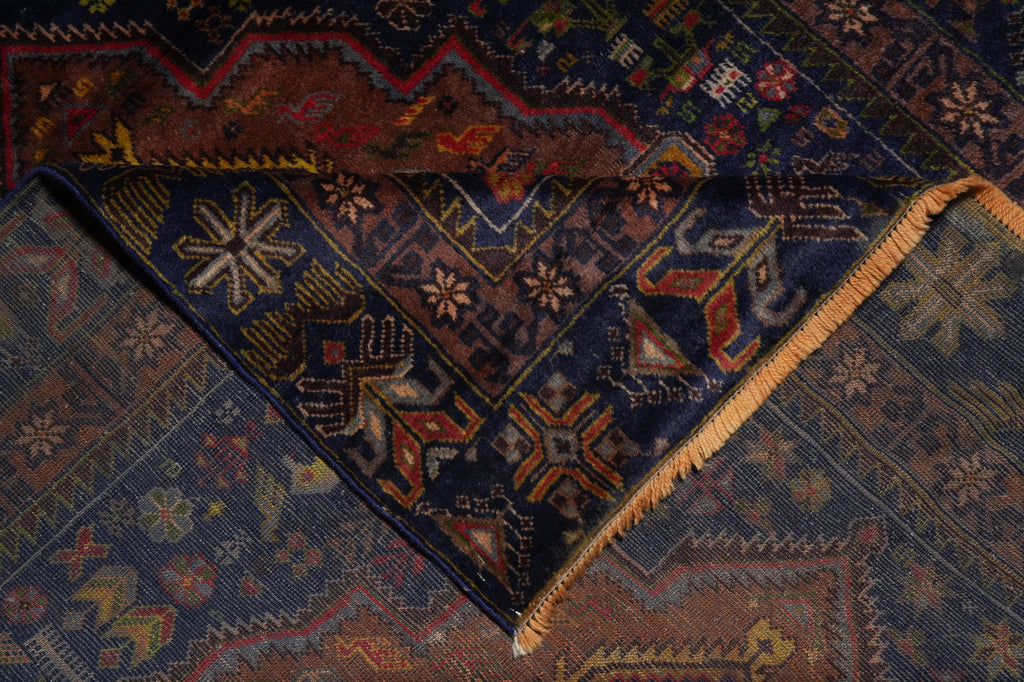 4 x 7.5 Tribal Love Birds Afghan Rug #F-3229