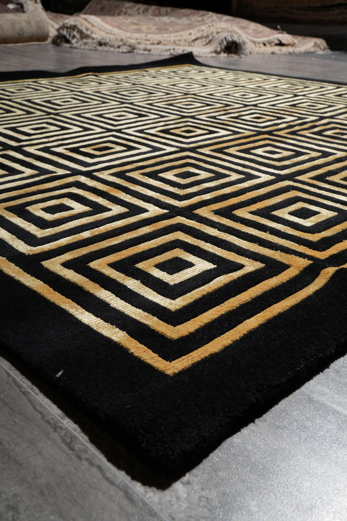 6.6 x 6.6 Square Handmade Wool Modern Rug #F-4053