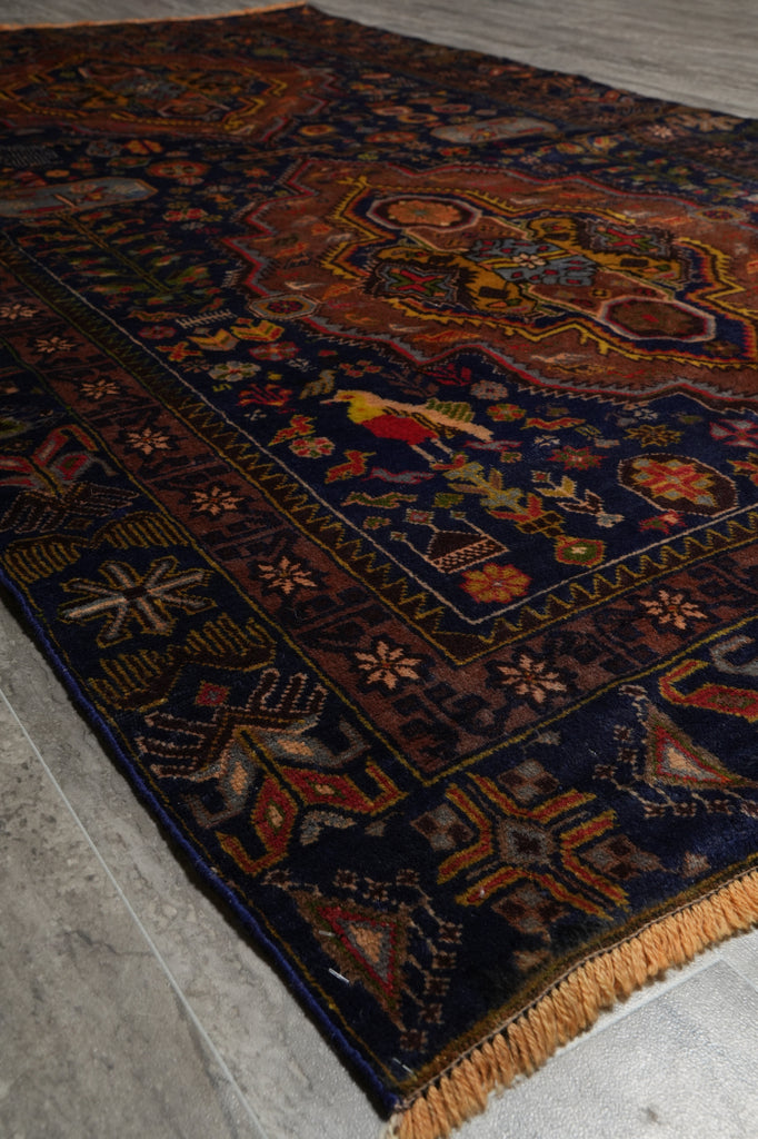 4 x 7.5 Tribal Love Birds Afghan Rug #F-3229