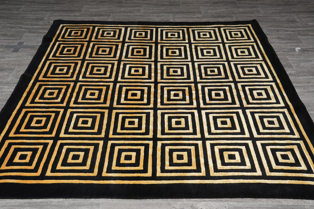 6.6 x 6.6 Square Handmade Wool Modern Rug #F-4053