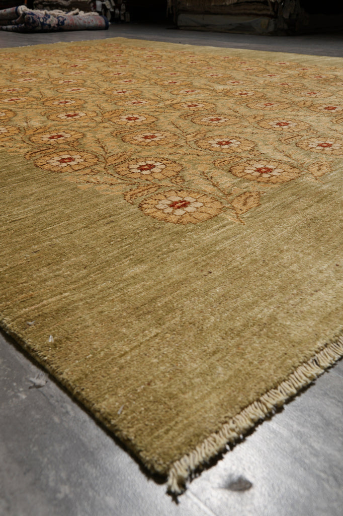 8x 10 Green Handmade Agra Rug Trasitional Modren #F-4402
