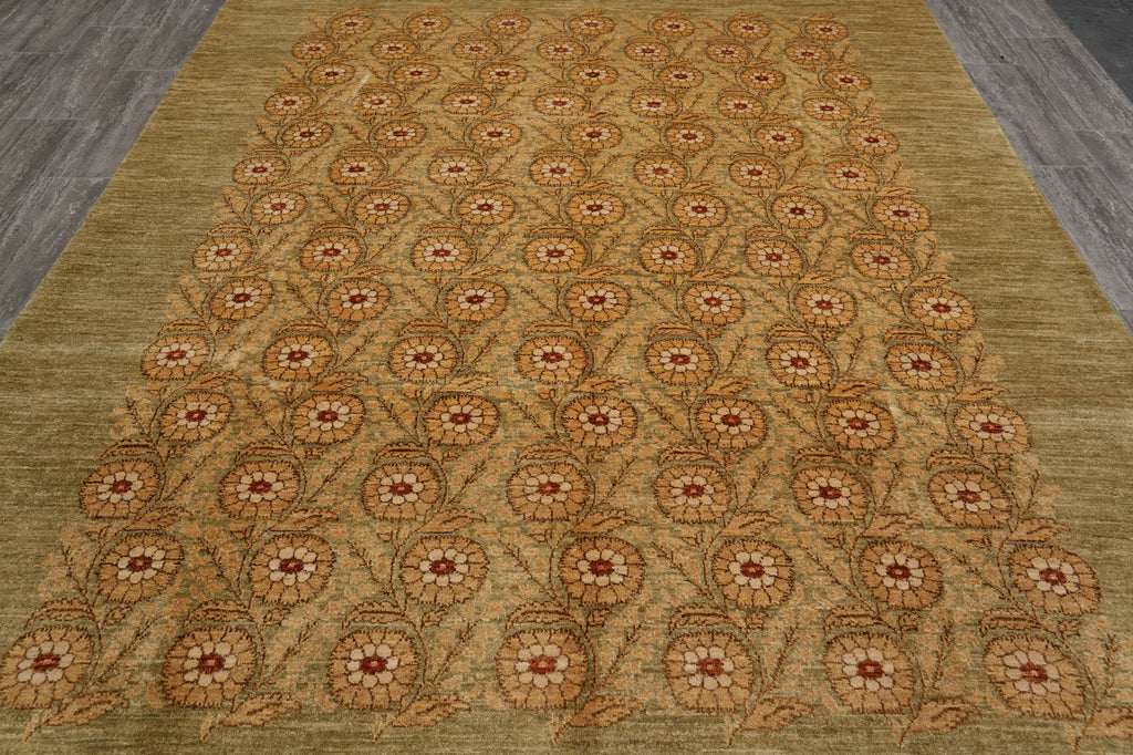 8x 10 Green Handmade Agra Rug Trasitional Modren #F-4402
