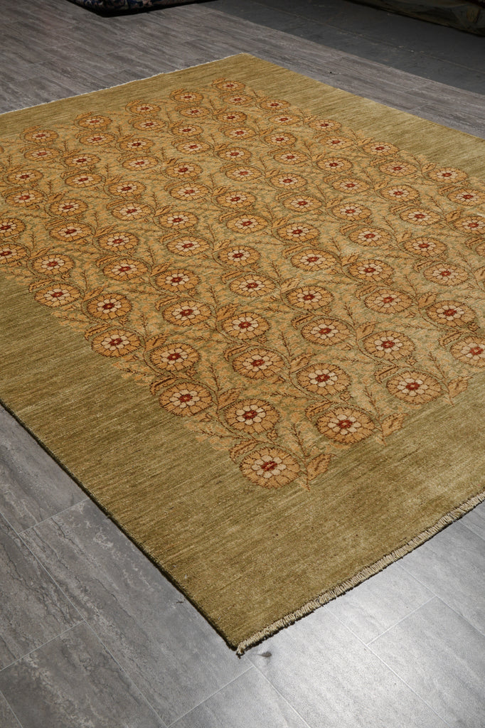 8x 10 Green Handmade Agra Rug Trasitional Modren #F-4402