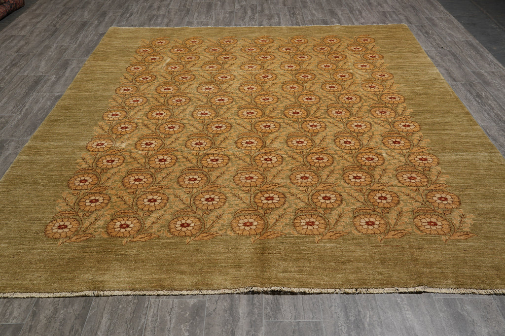 8x 10 Green Handmade Agra Rug Trasitional Modren #F-4402
