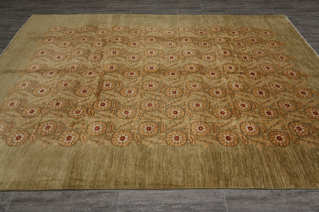 8x 10 Green Handmade Agra Rug Trasitional Modren #F-4402