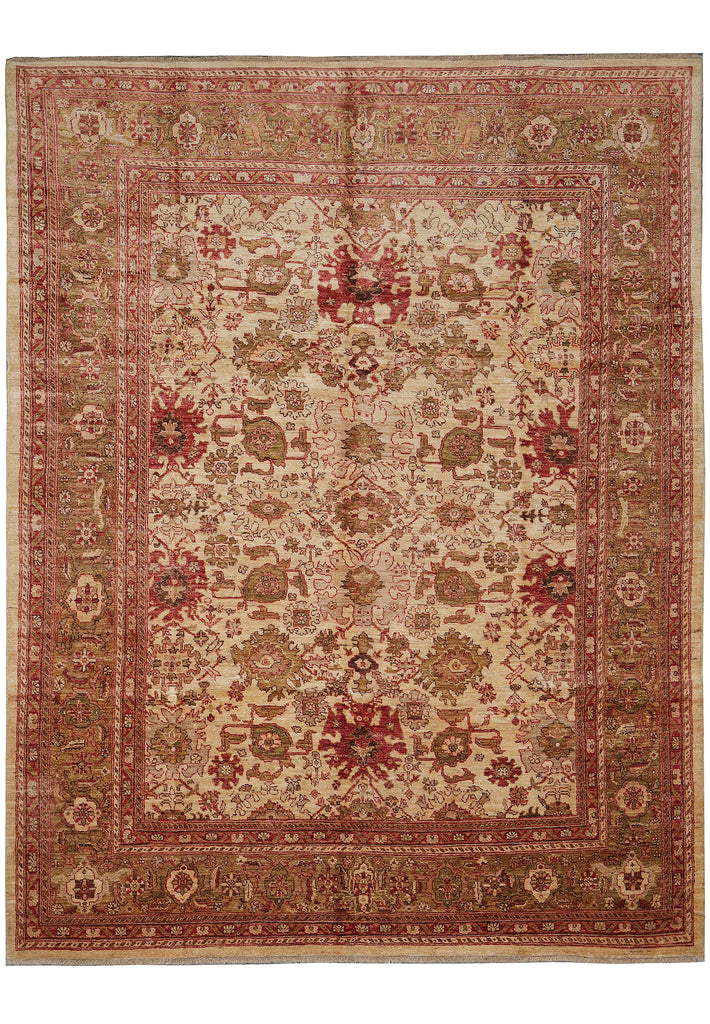 7.9 x 9.9 Chobi Peshawar Rug Beige Green #F-4404