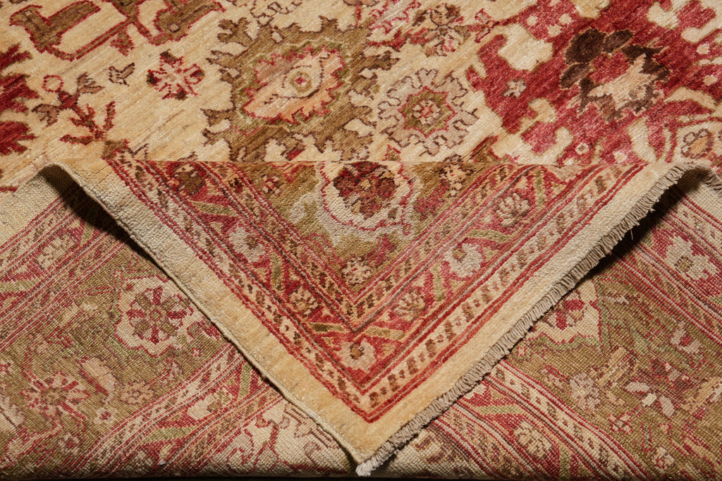 7.9 x 9.9 Chobi Peshawar Rug Beige Green #F-4404