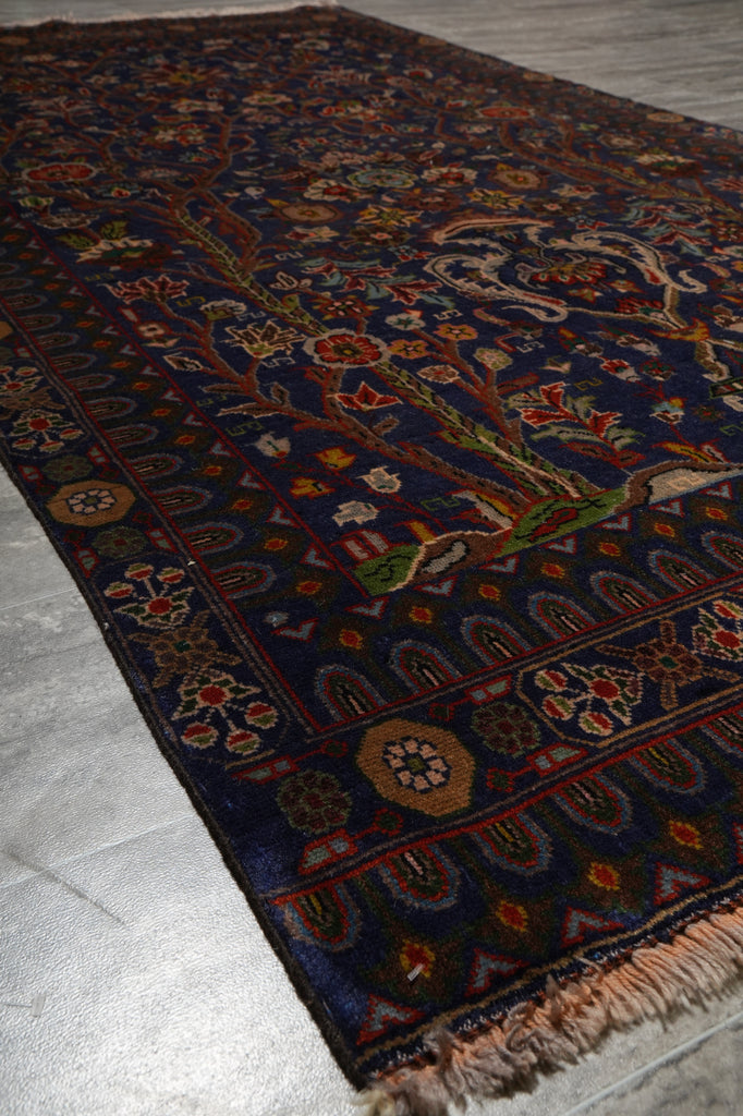 3.9 x 7 Tree of Life with Vase Tribal Afghan Wool Rug #F-3230