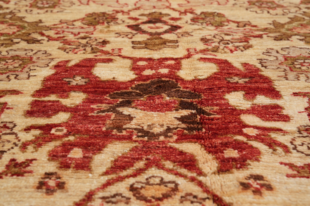 7.9 x 9.9 Chobi Peshawar Rug Beige Green #F-4404
