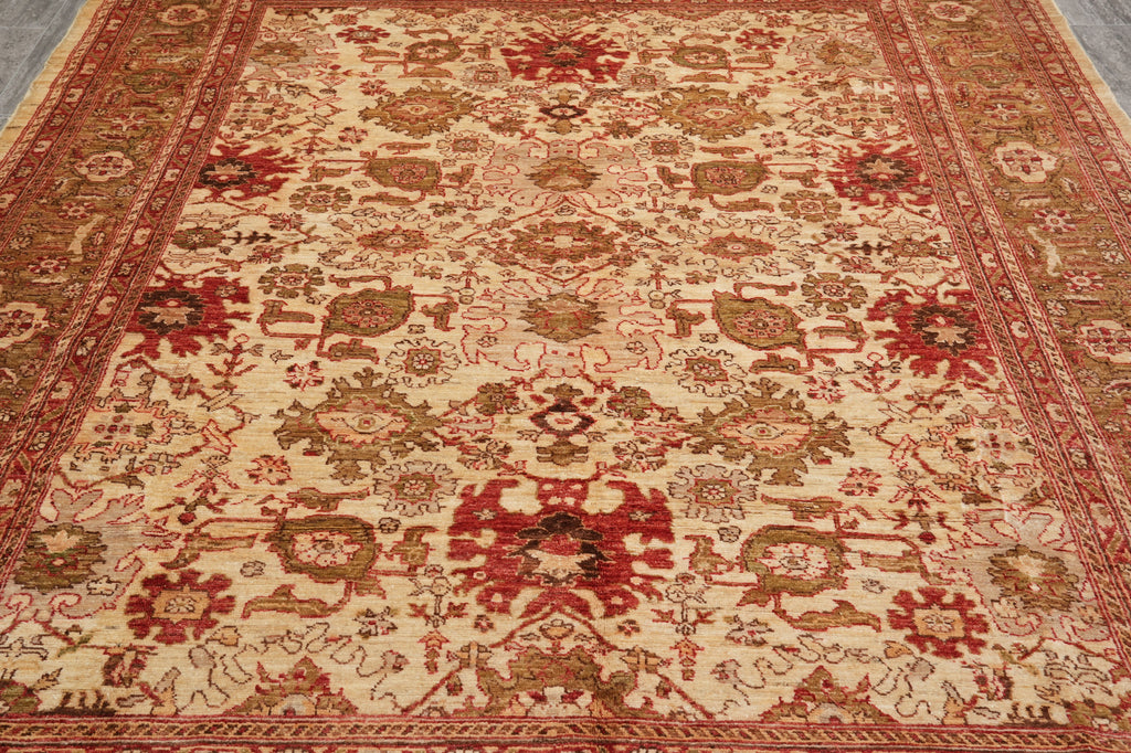 7.9 x 9.9 Chobi Peshawar Rug Beige Green #F-4404