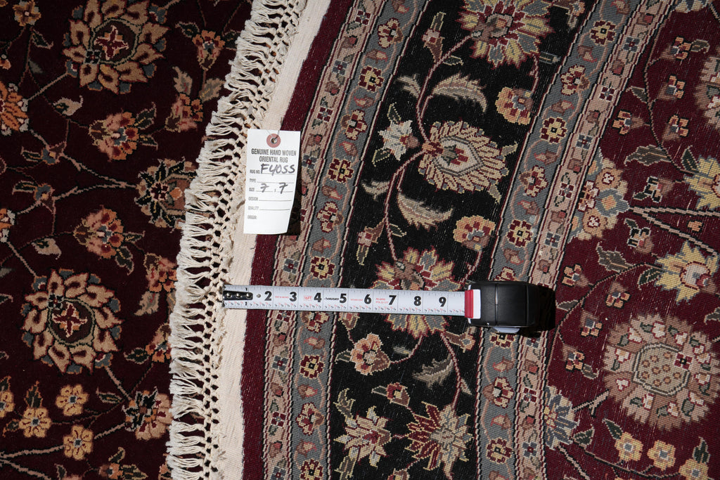 7.0 x 7.0 Round Fine Wool and Silk High Quality Handmade Rug #F-4055