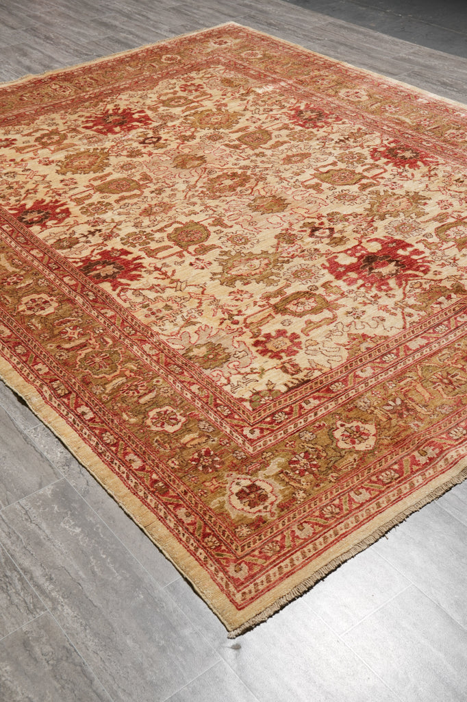 7.9 x 9.9 Chobi Peshawar Rug Beige Green #F-4404