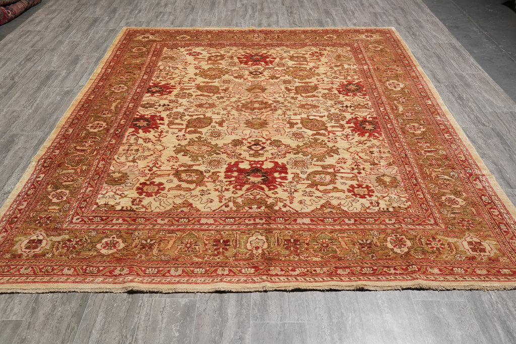 7.9 x 9.9 Chobi Peshawar Rug Beige Green #F-4404