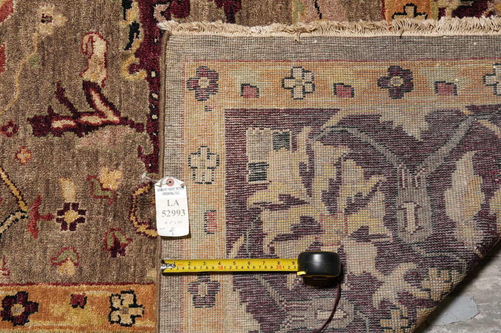 8.4 x 10 Quality Handmade Chobi Peshawar Rug Brown Burgundy #LA-52993
