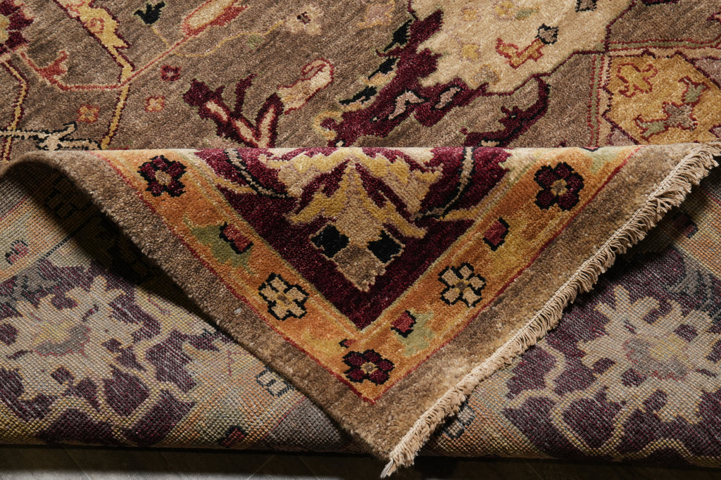 8.4 x 10 Quality Handmade Chobi Peshawar Rug Brown Burgundy #LA-52993