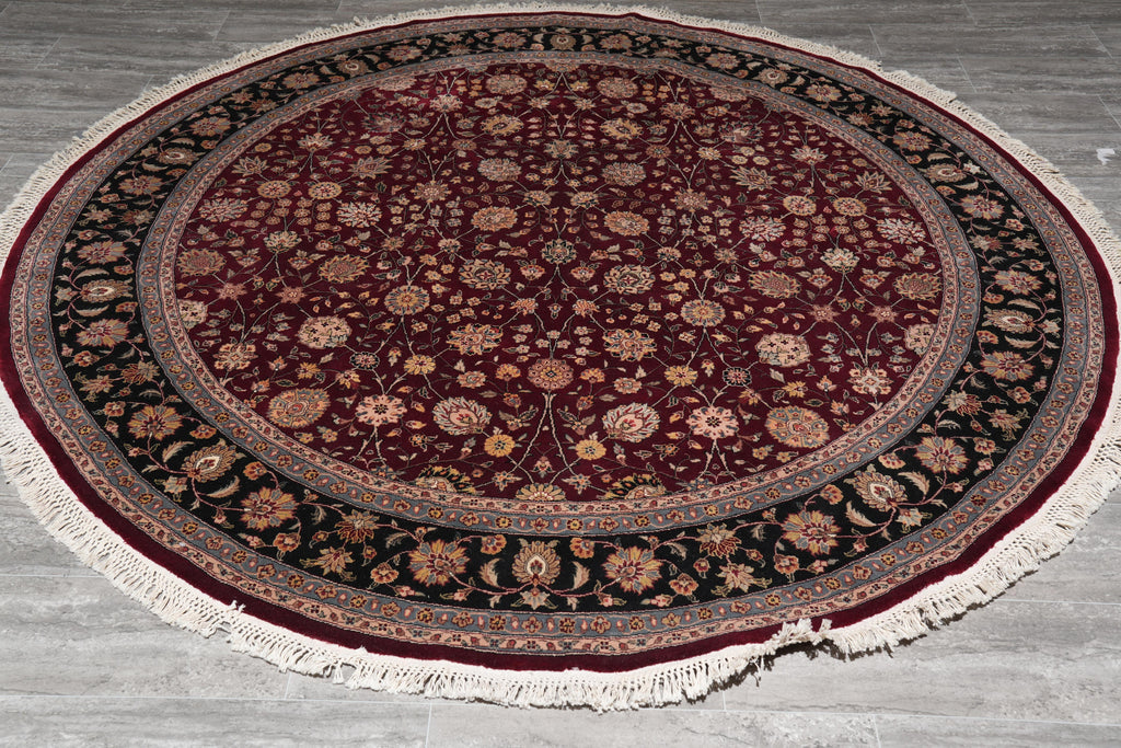 7.0 x 7.0 Round Fine Wool and Silk High Quality Handmade Rug #F-4055