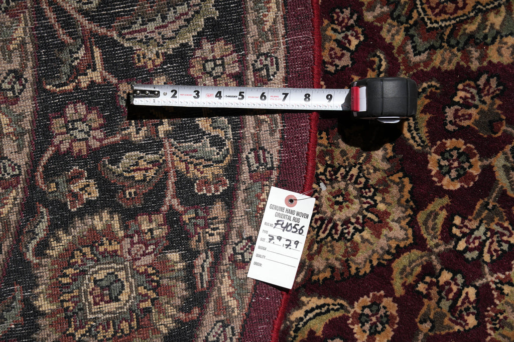 7.9 x 7.9 Round Jaipur Rug Dense Wool Burgundy #F-4056