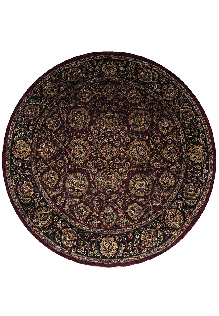7.9 x 7.9 Round Jaipur Rug Dense Wool Burgundy #F-4056