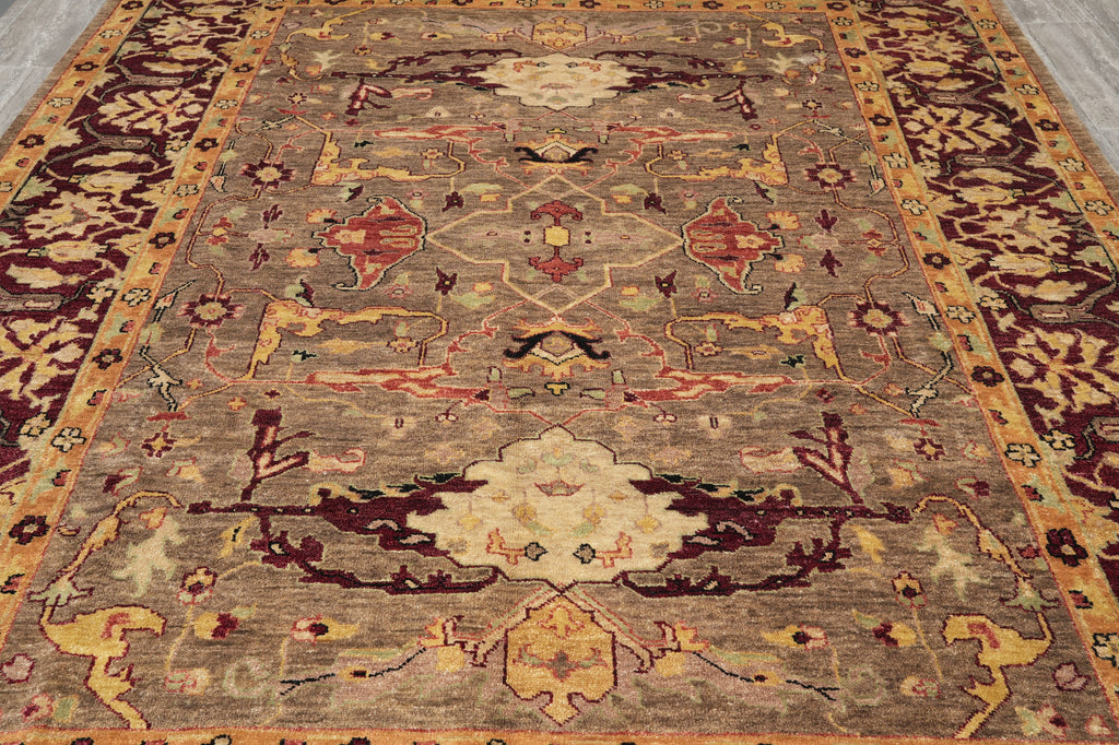8.4 x 10 Quality Handmade Chobi Peshawar Rug Brown Burgundy #LA-52993