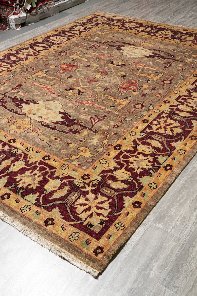 8.4 x 10 Quality Handmade Chobi Peshawar Rug Brown Burgundy #LA-52993