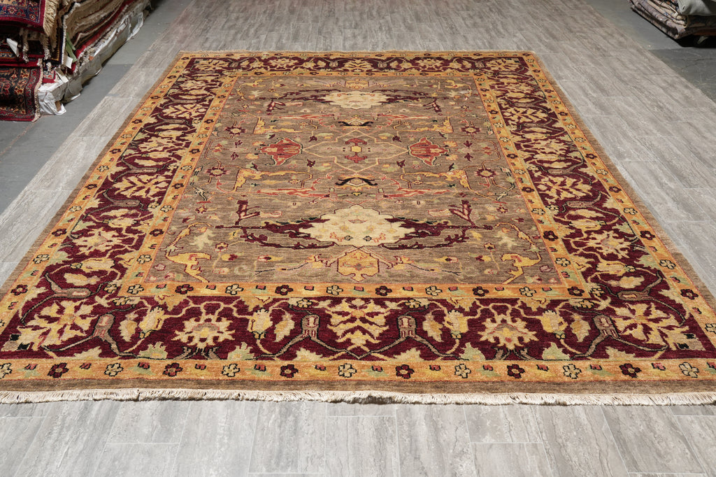 8.4 x 10 Quality Handmade Chobi Peshawar Rug Brown Burgundy #LA-52993