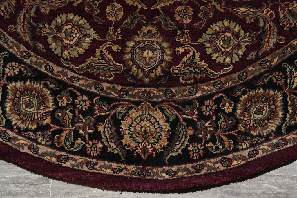 7.9 x 7.9 Round Jaipur Rug Dense Wool Burgundy #F-4056