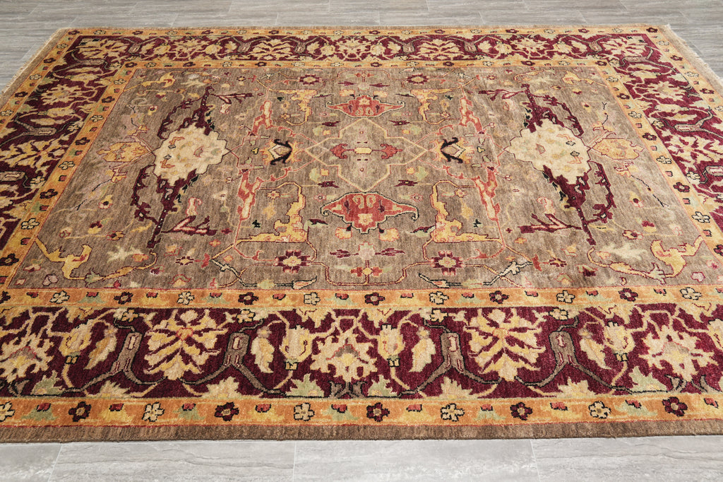 8.4 x 10 Quality Handmade Chobi Peshawar Rug Brown Burgundy #LA-52993