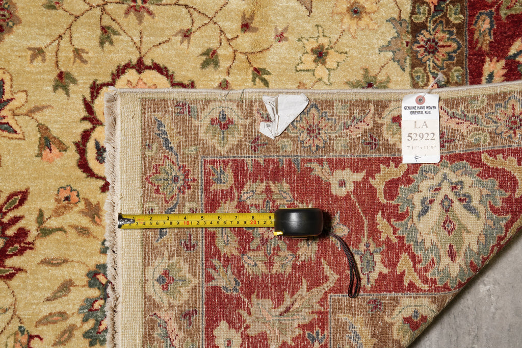 8 x 11.9 Quality Natural Wool Vegie Dye Handmade Agra Rug #LA-52922