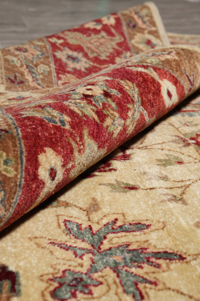 8 x 11.9 Quality Natural Wool Vegie Dye Handmade Agra Rug #LA-52922