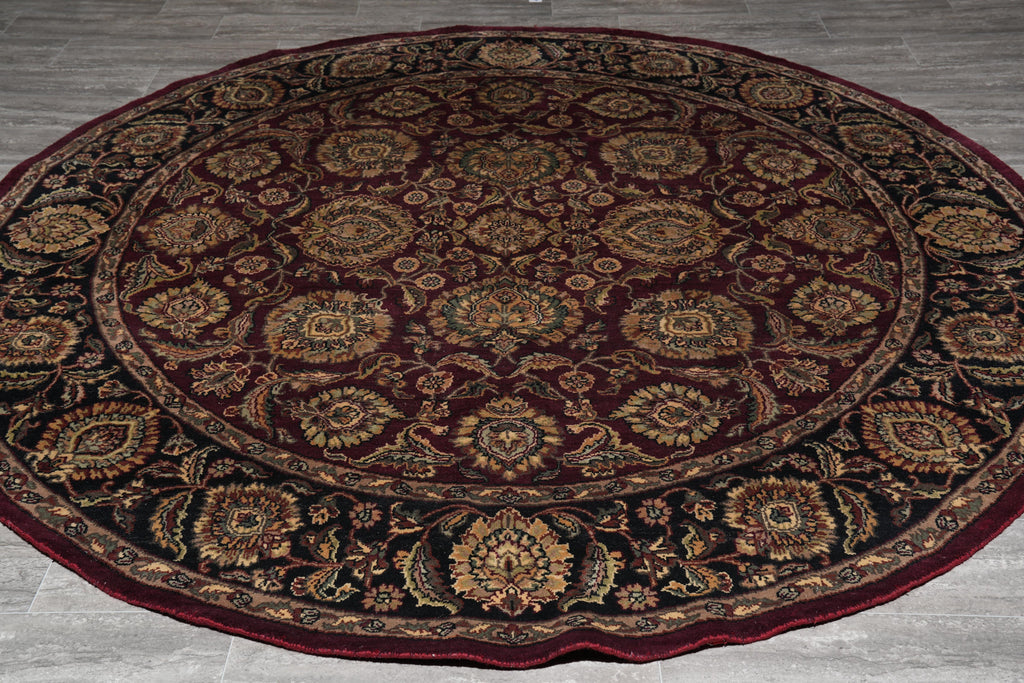 7.9 x 7.9 Round Jaipur Rug Dense Wool Burgundy #F-4056