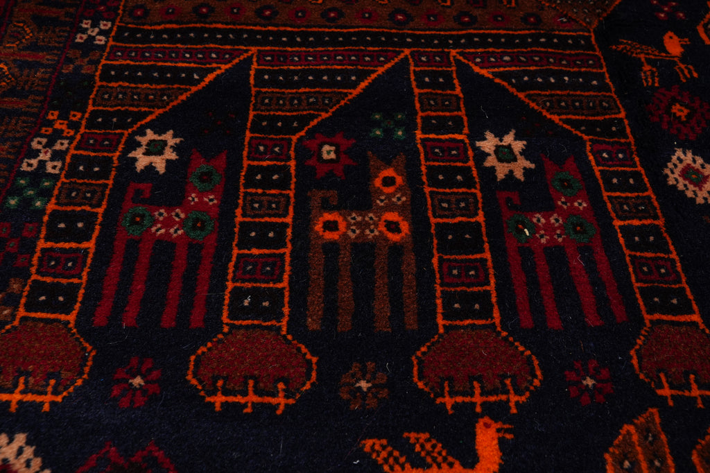 4 x 7 Handmade Wool Afghan Tribal Rug Art and Craft Animals #F-3233