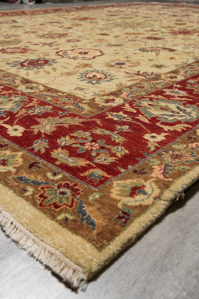 8 x 11.9 Quality Natural Wool Vegie Dye Handmade Agra Rug #LA-52922