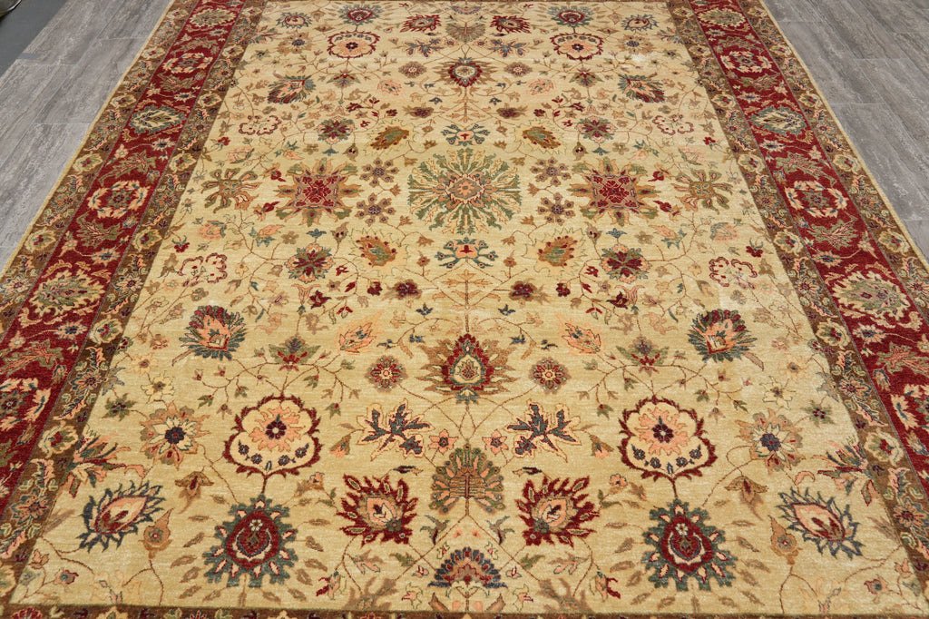 8 x 11.9 Quality Natural Wool Vegie Dye Handmade Agra Rug #LA-52922