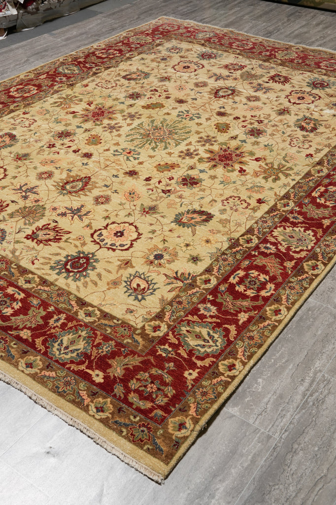 8 x 11.9 Quality Natural Wool Vegie Dye Handmade Agra Rug #LA-52922