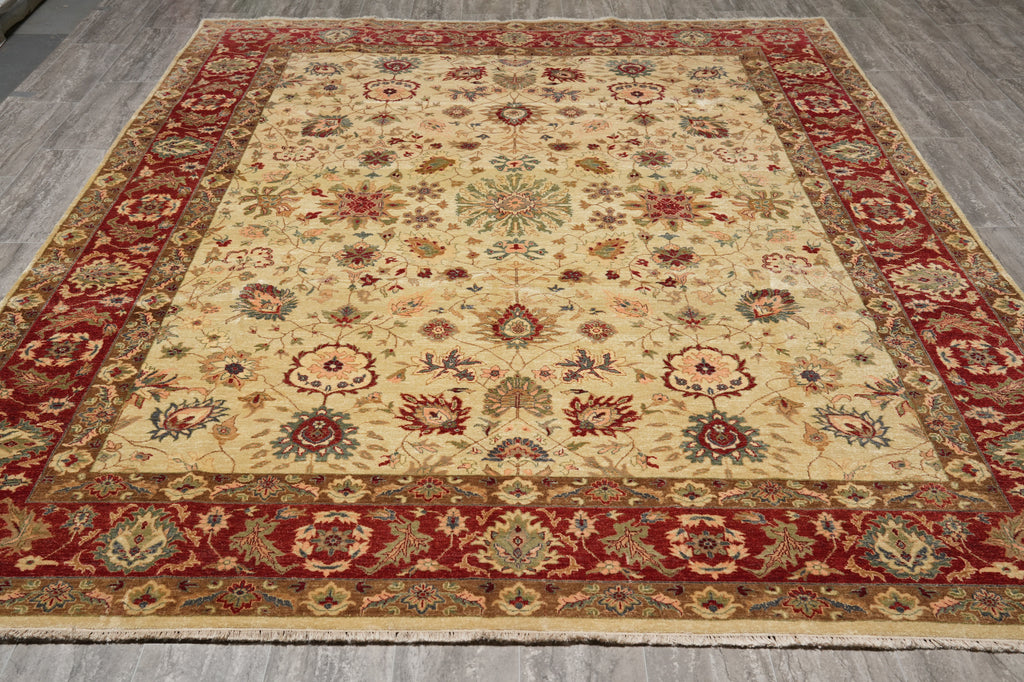 8 x 11.9 Quality Natural Wool Vegie Dye Handmade Agra Rug #LA-52922