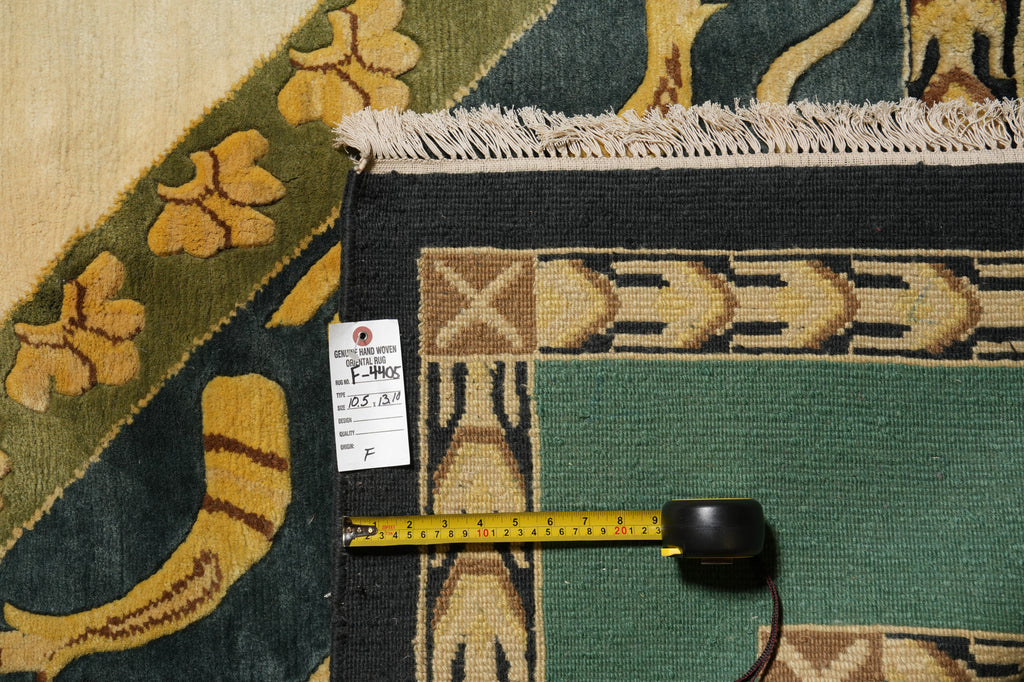 10.5 x 13.10 Transitional Handmade Wool Rug Plain Field #F-4405