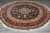 Load image into Gallery viewer, 7.1 x 7.1 Round FIne weave Quality Wool and Silk Rug Burgundy Black #F-4057
