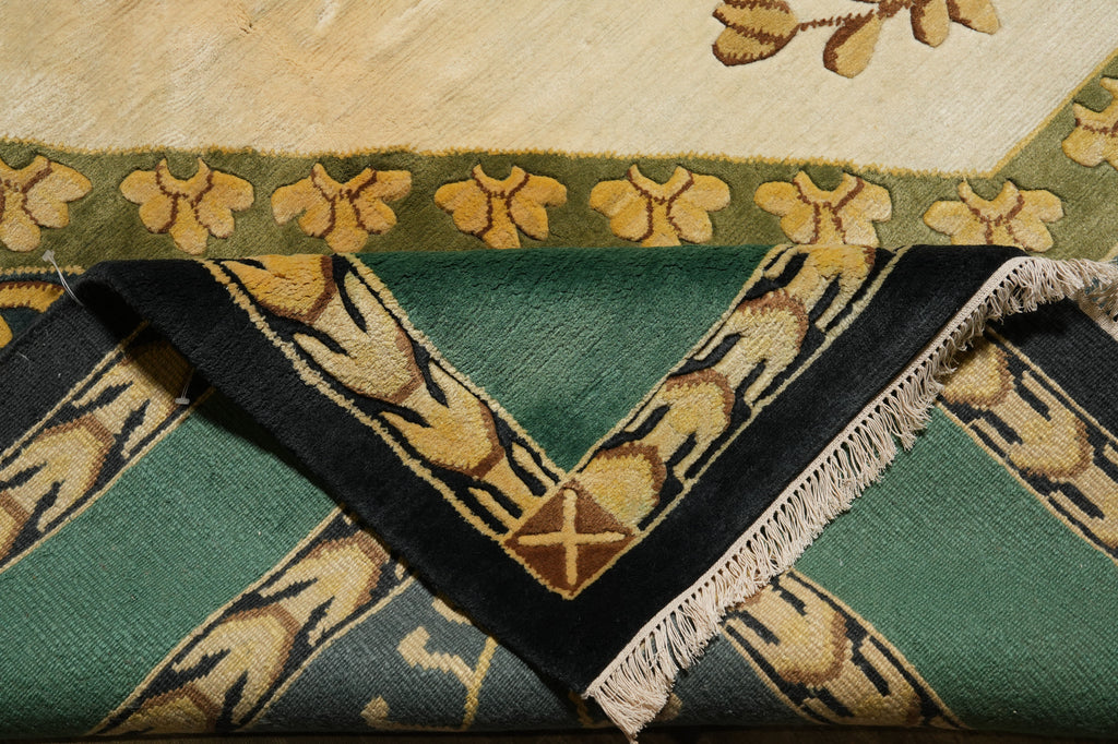 10.5 x 13.10 Transitional Handmade Wool Rug Plain Field #F-4405