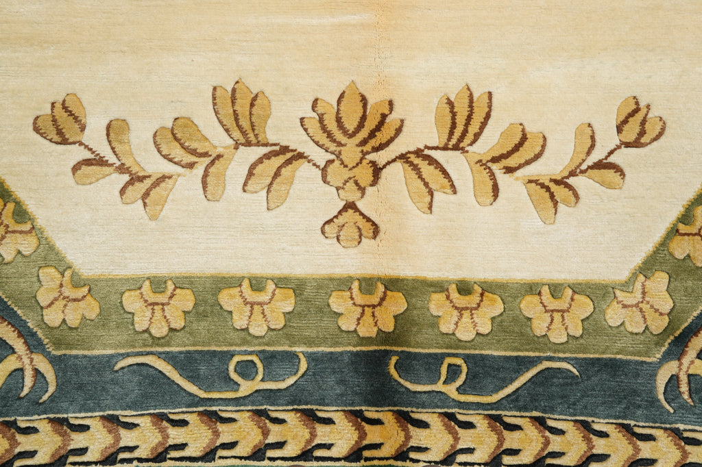 10.5 x 13.10 Transitional Handmade Wool Rug Plain Field #F-4405