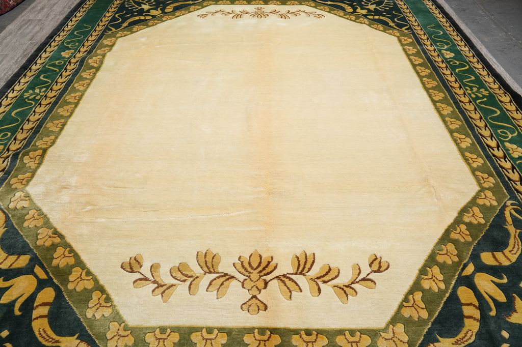 10.5 x 13.10 Transitional Handmade Wool Rug Plain Field #F-4405