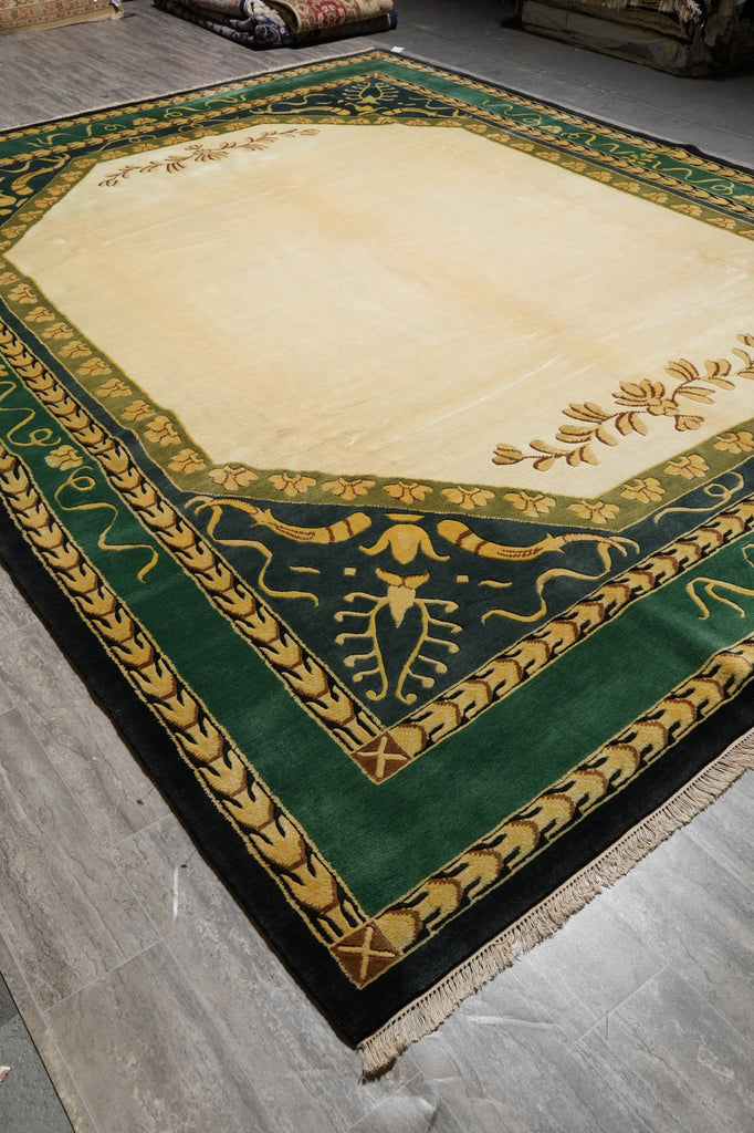 10.5 x 13.10 Transitional Handmade Wool Rug Plain Field #F-4405