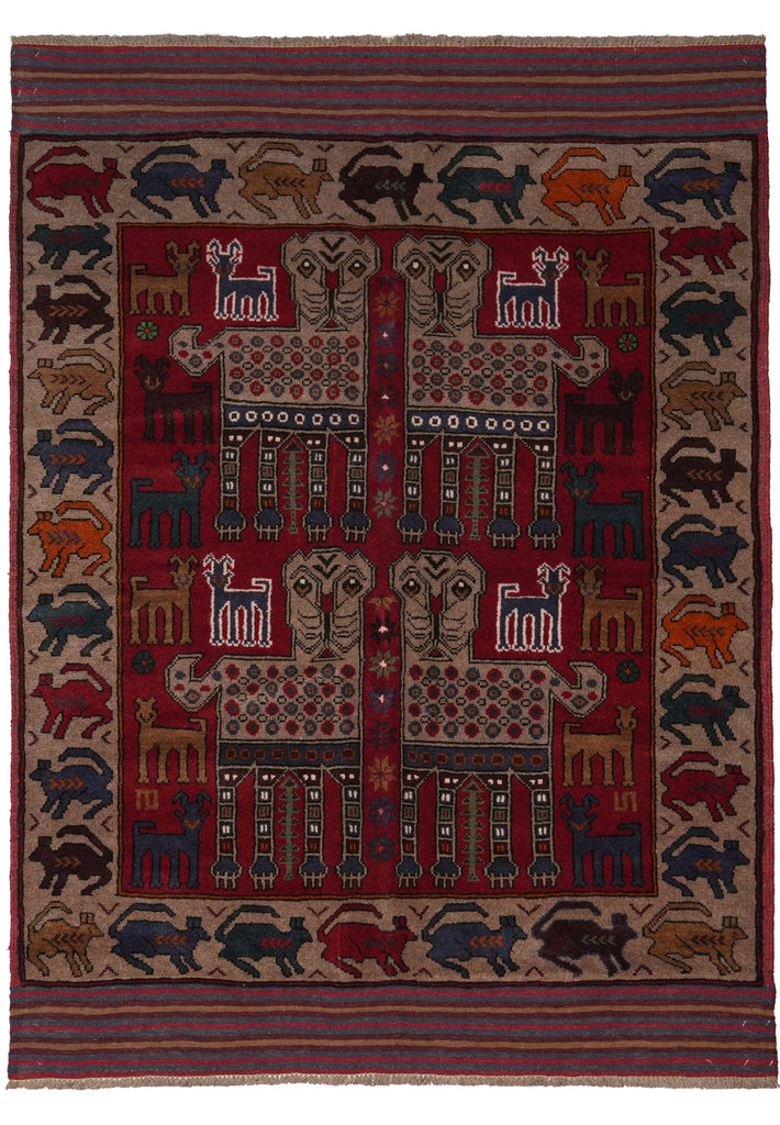 4.3 x 6 Interesting Handmade Tribal Rug #F-3231a
